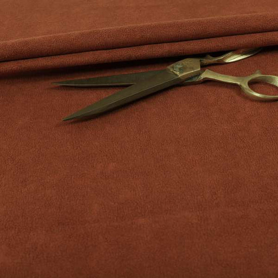 Suez Soft Moleskin Grain Textured Velvet Rust Orange Upholstery Fabric ...