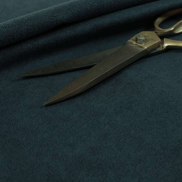 Suez Soft Moleskin Grain Textured Velvet Navy Blue Upholstery Fabric - Roman Blinds