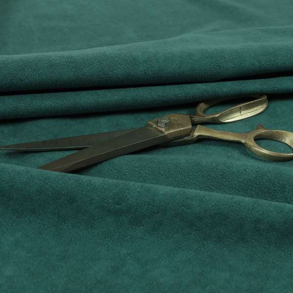 Suez Soft Moleskin Grain Textured Velvet Teal Blue Upholstery Fabric - Roman Blinds