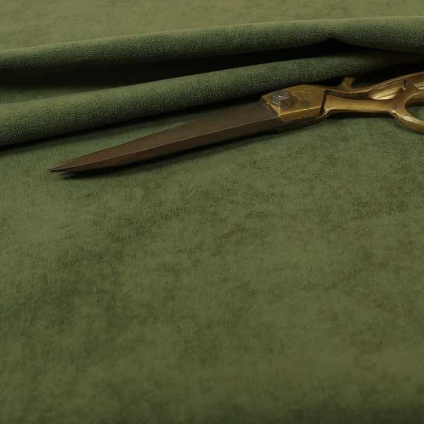 Suez Soft Moleskin Grain Textured Velvet Green Upholstery Fabric - Roman Blinds