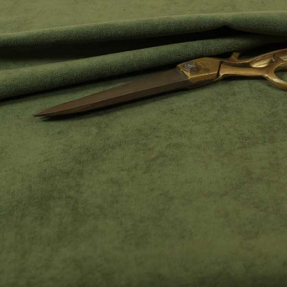 Suez Soft Moleskin Grain Textured Velvet Green Upholstery Fabric - Roman Blinds