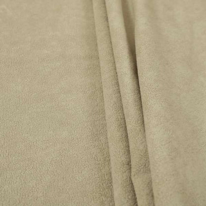 Suez Soft Moleskin Grain Textured Velvet Beige Upholstery Fabric - Roman Blinds