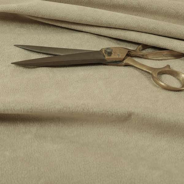 Suez Soft Moleskin Grain Textured Velvet Beige Upholstery Fabric - Roman Blinds