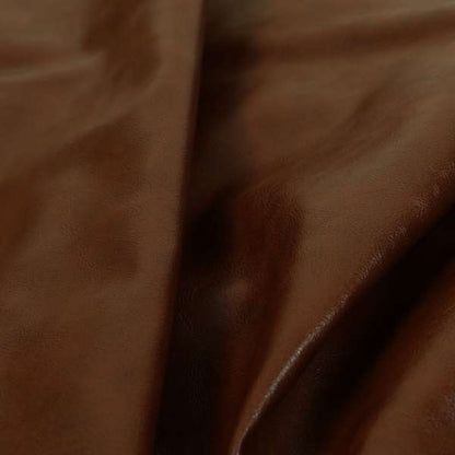 Suffolk Vinyl Upholstery Material Slippery Wet Feel Cinnamon Brown Colour Faux Leather