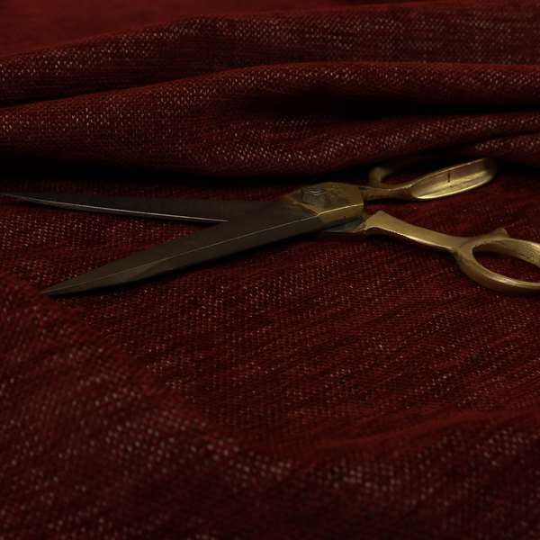 Tanga Superbly Soft Textured Plain Chenille Material Burgundy Red Colour Furnishing Upholstery Fabrics - Made To Measure Curtains