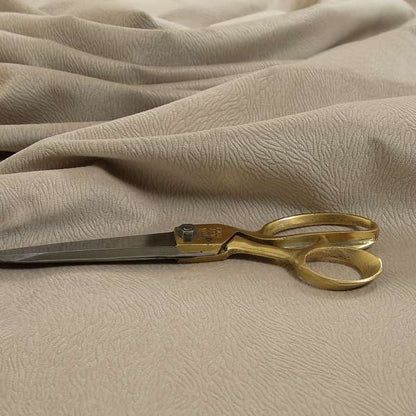 Tanisha Embossed Pattern Soft Velvet Upholstery Fabric In Beige Colour