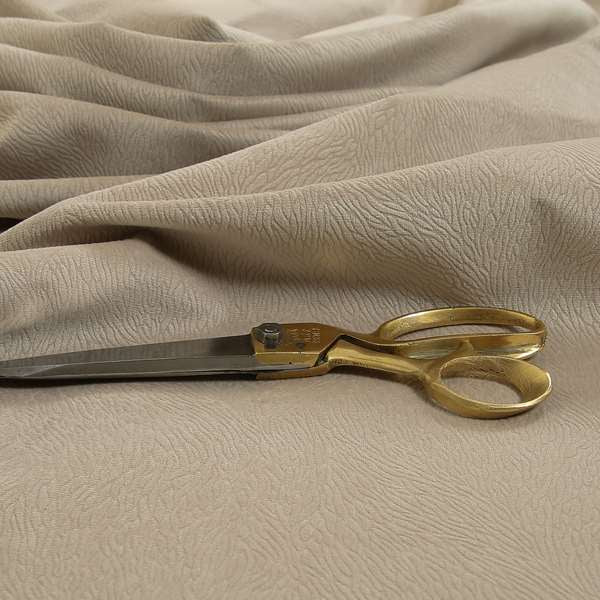 Tanisha Embossed Pattern Soft Velvet Upholstery Fabric In Beige Colour - Made To Measure Curtains