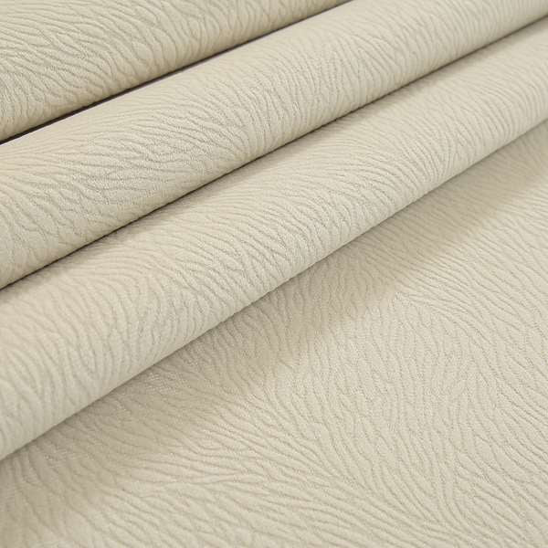 Tanisha Embossed Pattern Soft Velvet Upholstery Fabric In White Colour