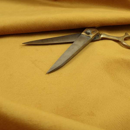 Tanisha Gold Yellow Colour Soft Velvet Upholstery Fabric In Embossed Self Pattern Design