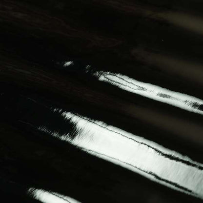 Torino Plain Smooth Gloss Finish Black Vinyl Faux Leather Upholstery Fabric