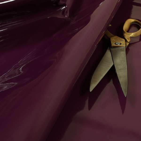 Torino Plain Smooth Gloss Finish Purple Vinyl Faux Leather Upholstery Fabric