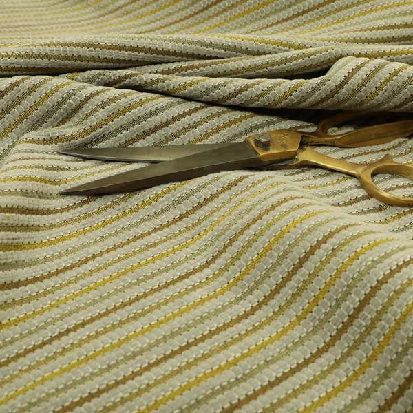 Turin Woven Chenille Textured Like Corduroy Upholstery Fabric In Yellow Colour - Roman Blinds