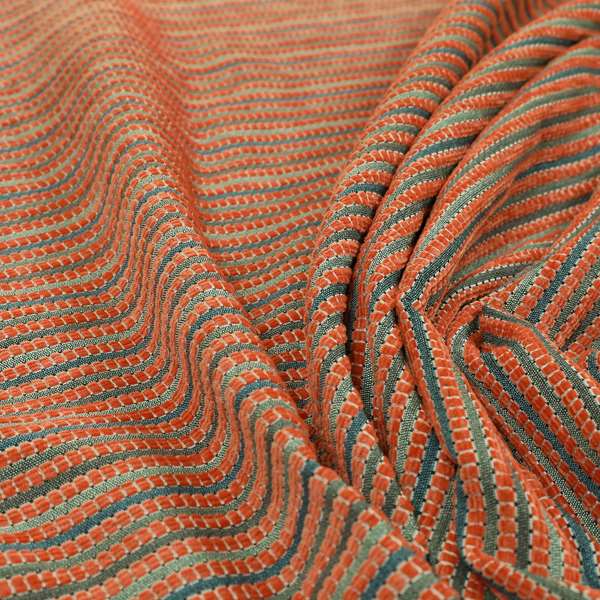 Turin Woven Chenille Textured Like Corduroy Upholstery Fabric In Orange Colour - Roman Blinds