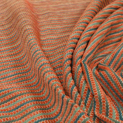 Turin Woven Chenille Textured Like Corduroy Upholstery Fabric In Orange Colour