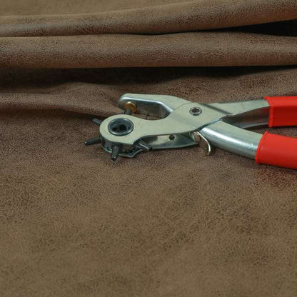 Utah Suede Leather Effect Soft Grain Look Finish Upholstery Material In Brown Colour