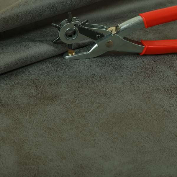 Utah Suede Leather Effect Soft Grain Look Finish Upholstery Material In Grey Colour