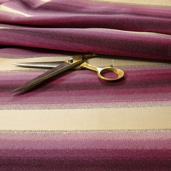 Designer Broad Striped Pattern Chenille Upholstery Furnishing Fabric In Pink Cream Colour VAL260416-62