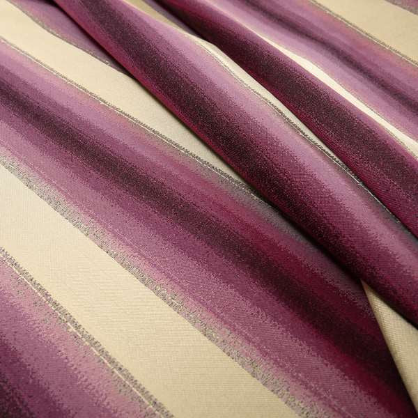 Designer Broad Striped Pattern Chenille Upholstery Furnishing Fabric In Pink Cream Colour VAL260416-62