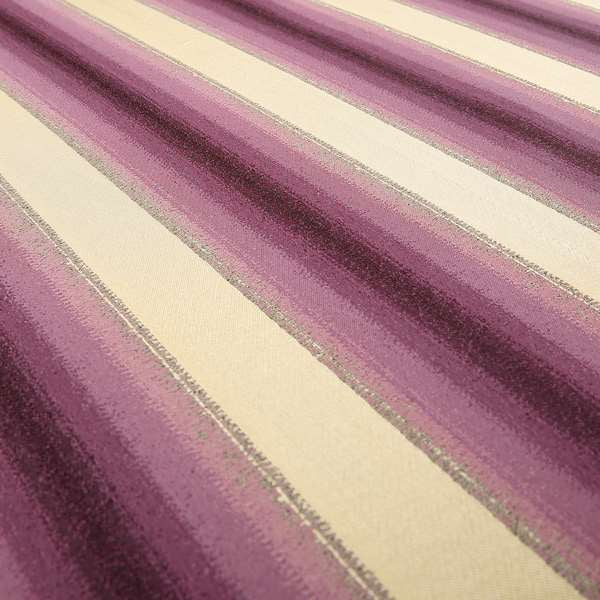 Designer Broad Striped Pattern Chenille Upholstery Furnishing Fabric In Pink Cream Colour VAL260416-62