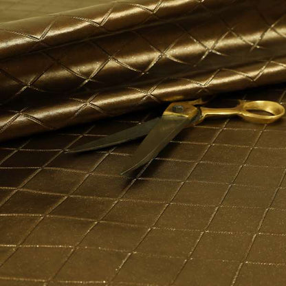 Vistas Diamond Shape Faux Leather Upholstery Fabric In Brown