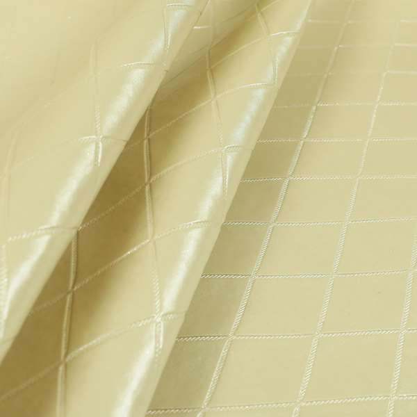 Vistas Diamond Shape Faux Leather Upholstery Fabric In Pearl