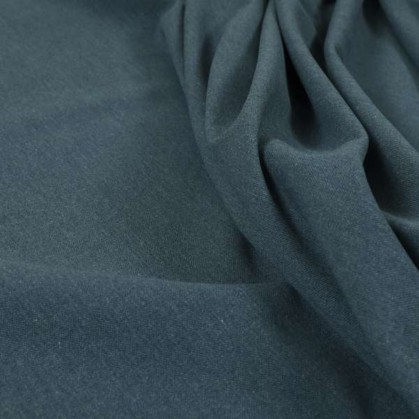 Wiltshire Plain Poly Cotton Flat Weave Upholstery Curtains Fabric In Denim Blue Colour - Made To Measure Curtains