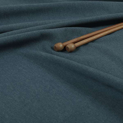 Wiltshire Plain Poly Cotton Flat Weave Upholstery Curtains Fabric In Denim Blue Colour - Roman Blinds