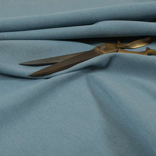 Wiltshire Plain Poly Cotton Flat Weave Upholstery Curtains Fabric In Sky Blue Colour - Roman Blinds