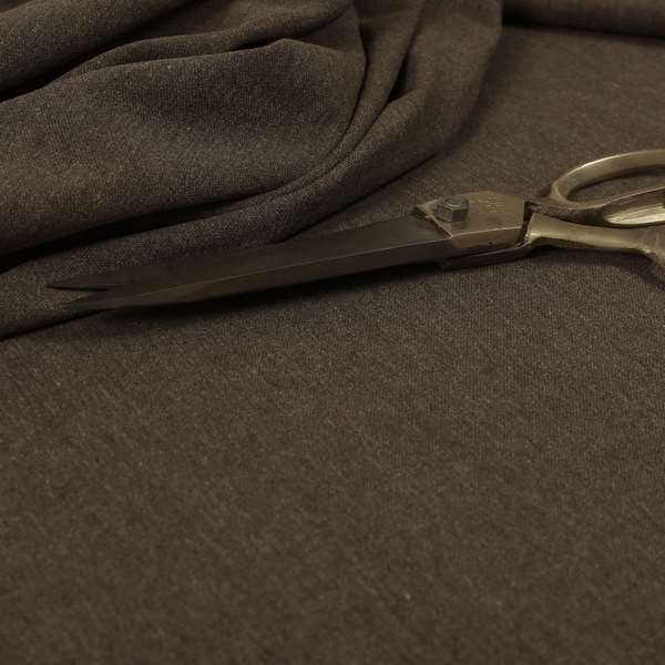 Wiltshire Plain Poly Cotton Flat Weave Upholstery Curtains Fabric In Brown Colour - Roman Blinds