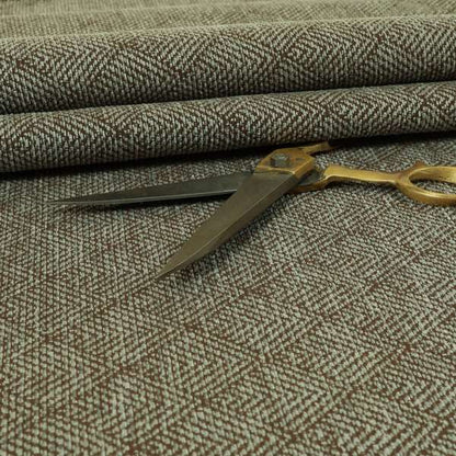 Woodland Semi Plain Chenille Textured Durable Upholstery Fabric In Brown