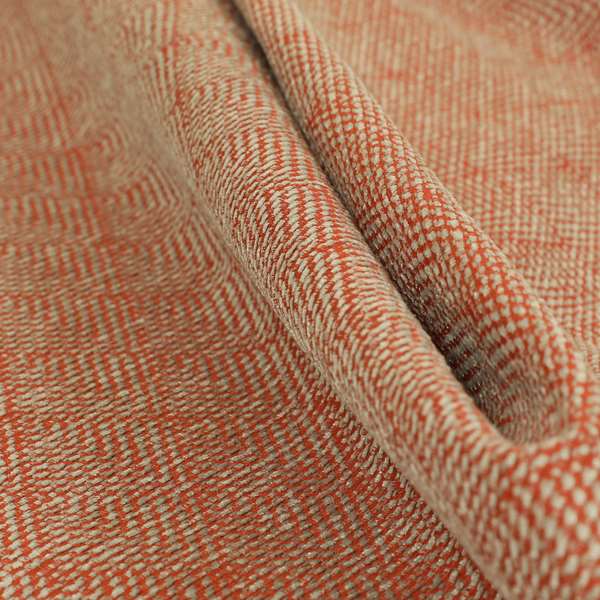 Woodland Semi Plain Chenille Textured Durable Upholstery Fabric In Orange