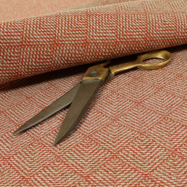 Woodland Semi Plain Chenille Textured Durable Upholstery Fabric In Orange