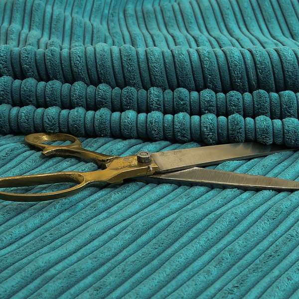 York High Low Corduroy Fabric In Teal Blue Colour - Made To Measure Curtains