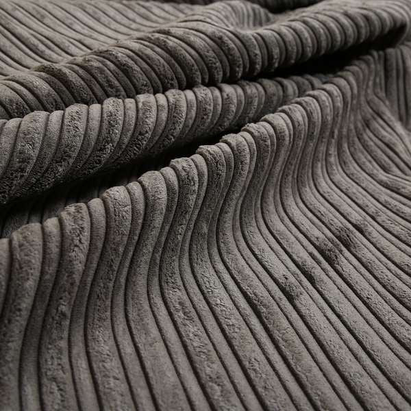 York High Low Corduroy Fabric In Charcoal Grey Colour - Made To Measure Curtains