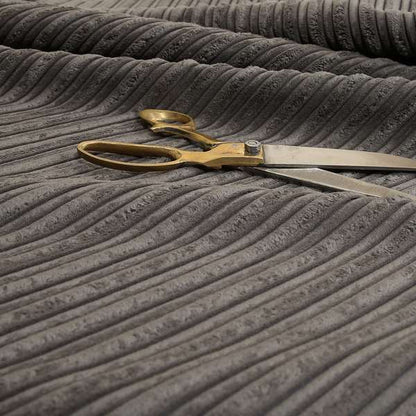 York High Low Corduroy Fabric In Charcoal Grey Colour - Made To Measure Curtains