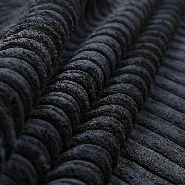 York High Low Corduroy Fabric In Black Colour - Roman Blinds