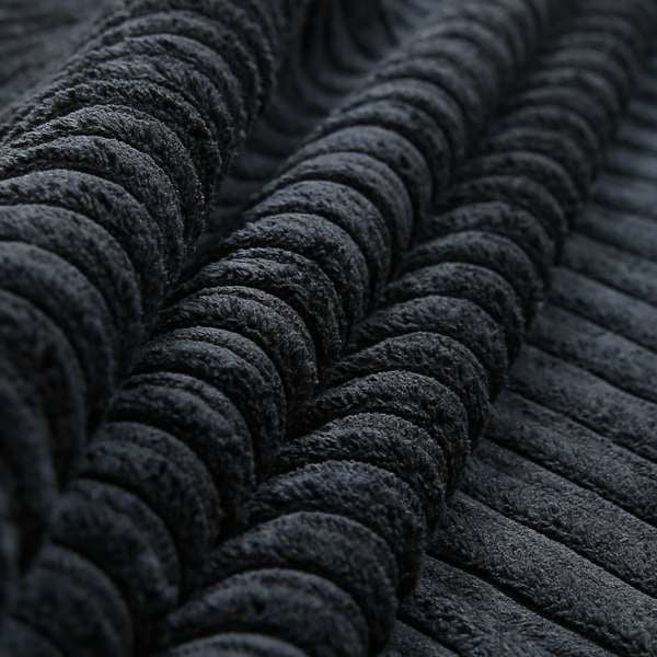 York High Low Corduroy Fabric In Black Colour - Made To Measure Curtains