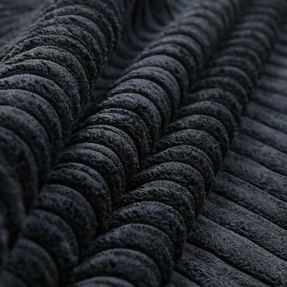 York High Low Corduroy Fabric In Black Colour - Made To Measure Curtains