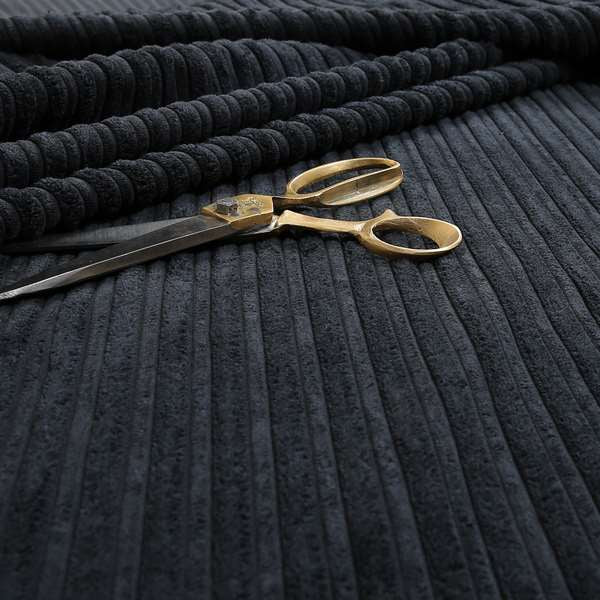 York High Low Corduroy Fabric In Black Colour - Made To Measure Curtains