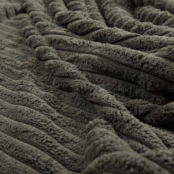 York High Low Chunky Corduroy Fabric In Charcoal Grey Colour Super Jumbo Cord - Made To Measure Curtains