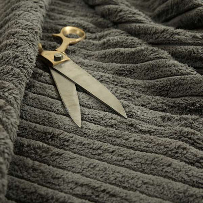 York High Low Chunky Corduroy Fabric In Charcoal Grey Colour Super Jumbo Cord - Made To Measure Curtains