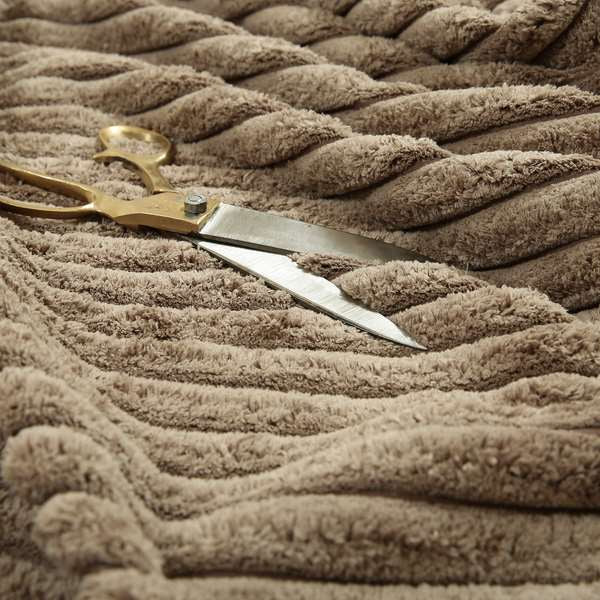 York High Low Chunky Corduroy Fabric In Brown Mocha Coffee Colour Super Jumbo Cord - Made To Measure Curtains