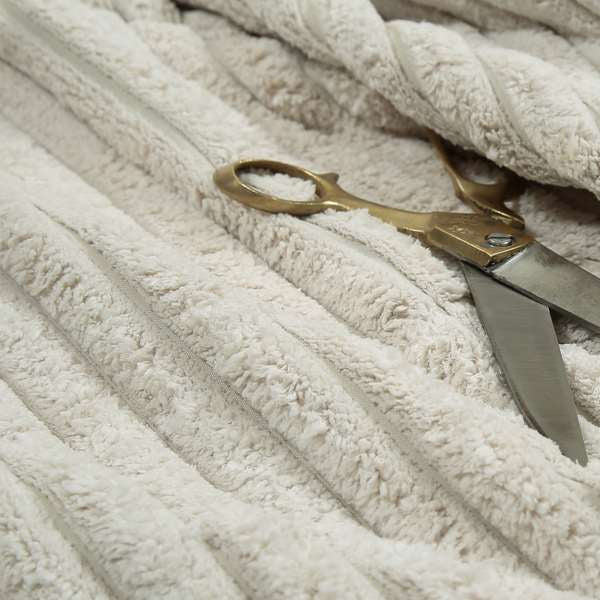 York High Low Chunky Corduroy Fabric In Milk Cream Colour Super Jumbo Cord - Made To Measure Curtains