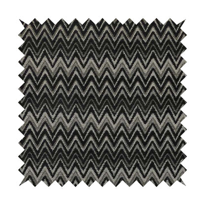 Zanzibar Chevron Pattern Soft Textured Chenille Material Grey Colour Upholstery Fabrics - Made To Measure Curtains