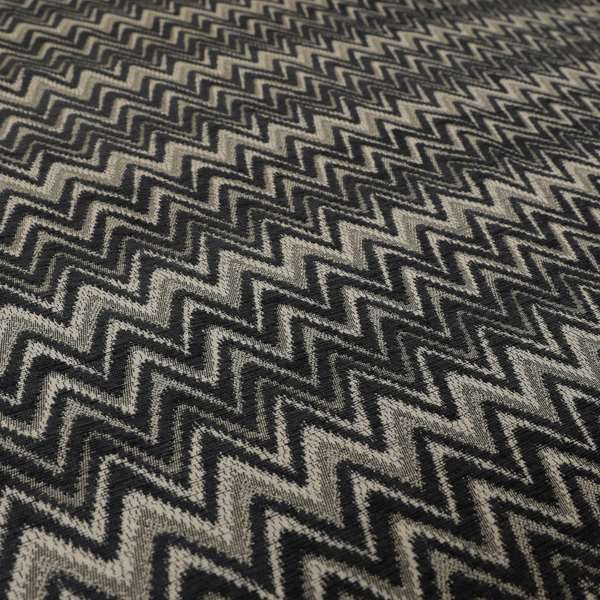 Zanzibar Chevron Pattern Soft Textured Chenille Material Grey Colour Upholstery Fabrics - Made To Measure Curtains