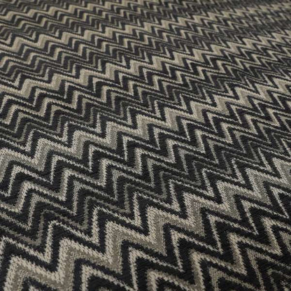 Zanzibar Chevron Pattern Soft Textured Chenille Material Grey Colour Upholstery Fabrics - Made To Measure Curtains