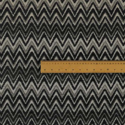 Zanzibar Chevron Pattern Soft Textured Chenille Material Grey Colour Upholstery Fabrics