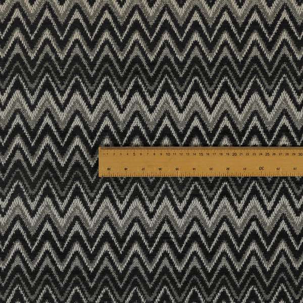 Zanzibar Chevron Pattern Soft Textured Chenille Material Grey Colour Upholstery Fabrics - Made To Measure Curtains