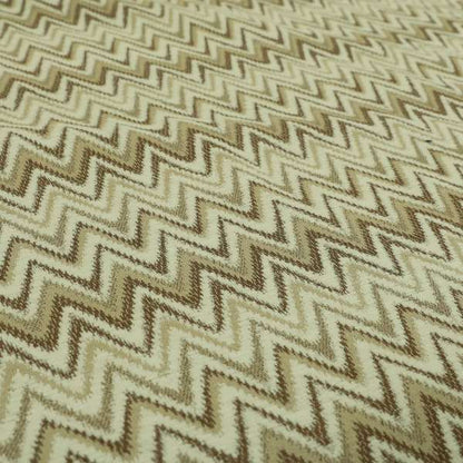 Zanzibar Chevron Pattern Soft Textured Chenille Material Cream Beige Colour Upholstery Fabrics - Made To Measure Curtains