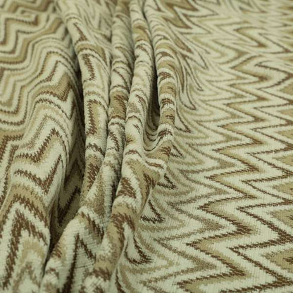 Zanzibar Chevron Pattern Soft Textured Chenille Material Cream Beige Colour Upholstery Fabrics - Roman Blinds